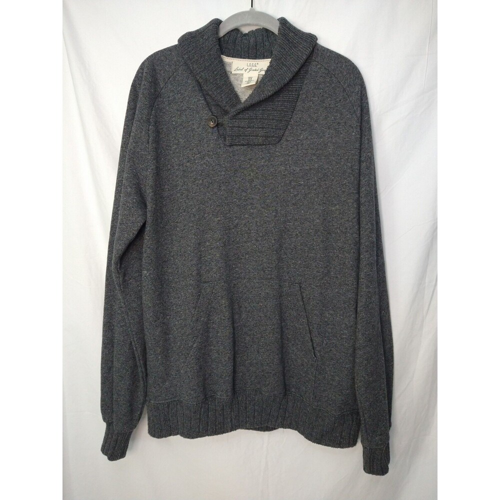 LOGG H&M Sweater Gray Button Cowl Neck Pullover Knit Sz M Cabin Ski Lodge Rugged